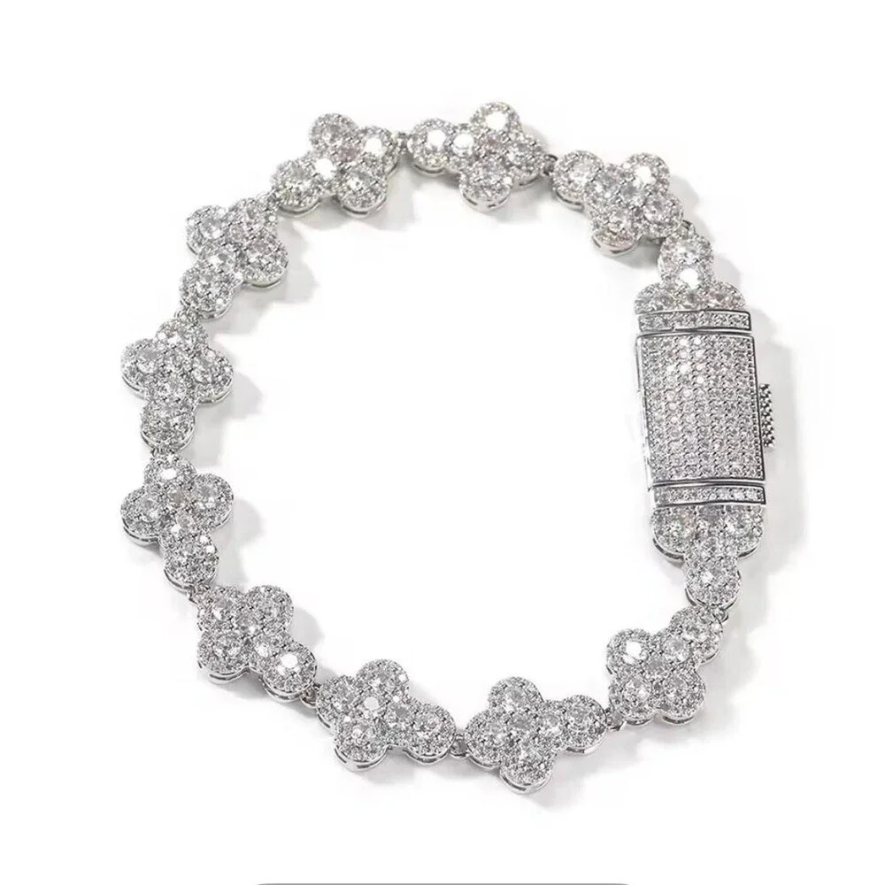 Iced Out Cross Link Bracelet 8inch